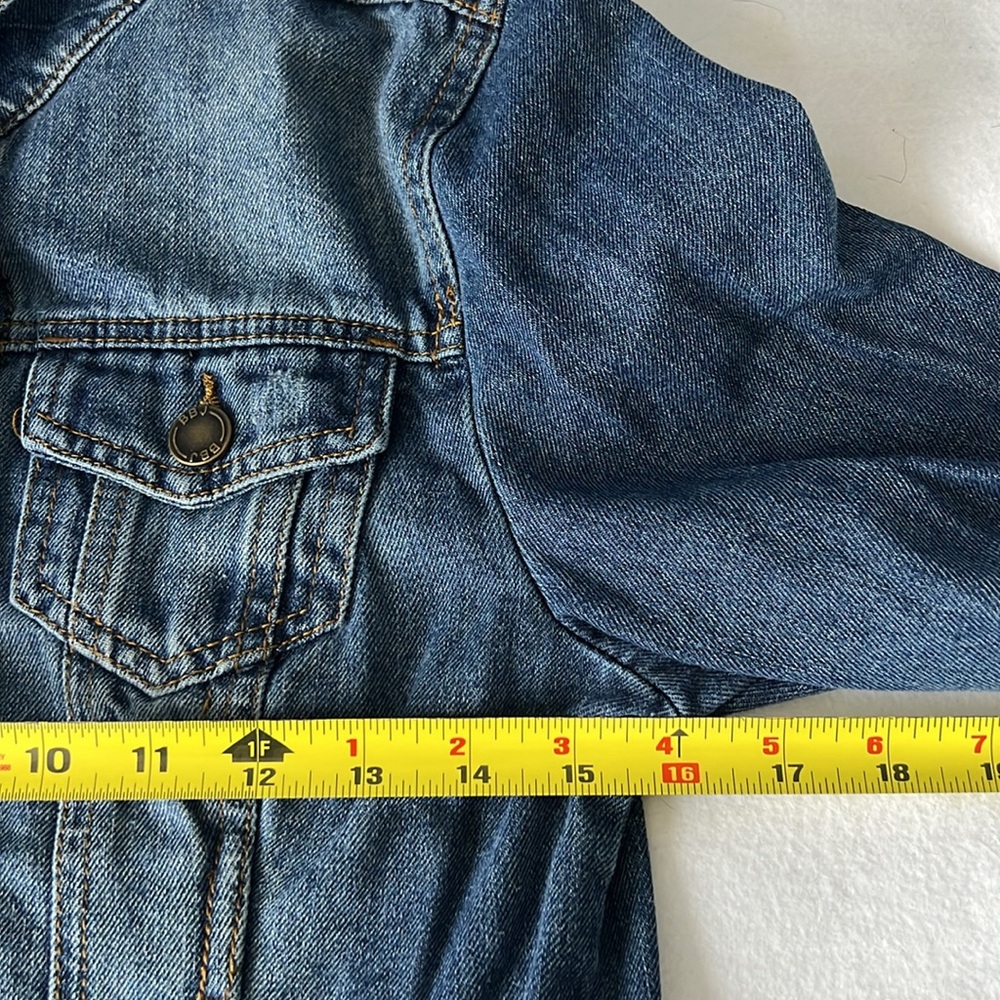 Boom Boom Jeans Distressed Urban Crop Denim Jacket Woman's Small - Picture 3 of 7